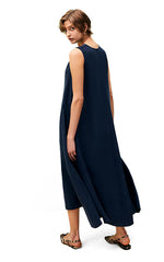 Beatrice B Flowy  Cupro Navy Dress