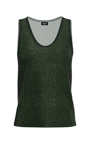 Emme Sequin Top Dark Green