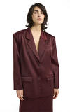 Gestuz Blood Red Oversized Satin Blazer