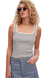 Gestuz Black & White Striped Tank