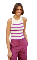 La Petite Etoile Tank Mauve Stripe