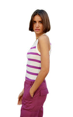 La Petite Etoile Tank Mauve Stripe