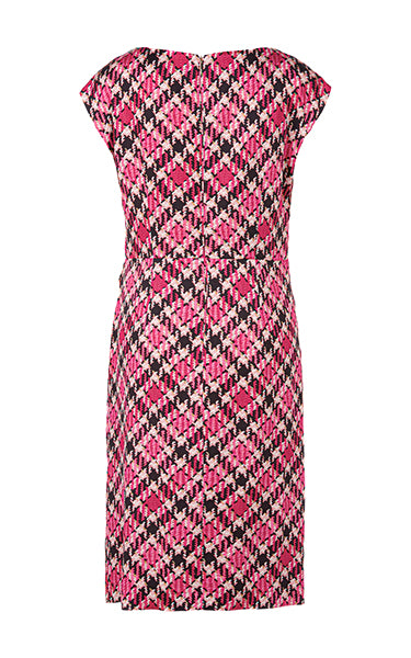 Marccain Draped Check Dress in Dragonfruit