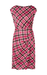 Marccain Draped Check Dress in Dragonfruit