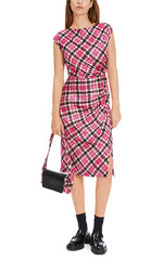 Marccain Draped Check Dress in Dragonfruit