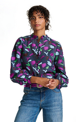 POM Amsterdam Blue Featherfest Blouse