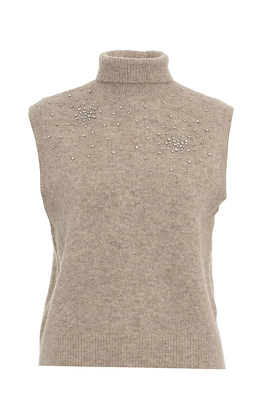 Second Female Sparkling Knit Vest in Cashew