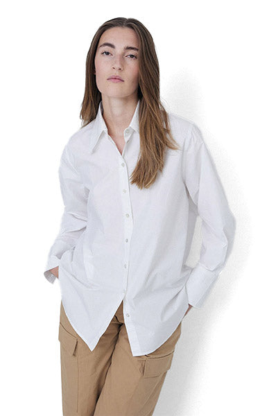 Yerse Oversized White Poplin Shirt