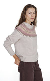 Yerse Print Pink & White Sweater